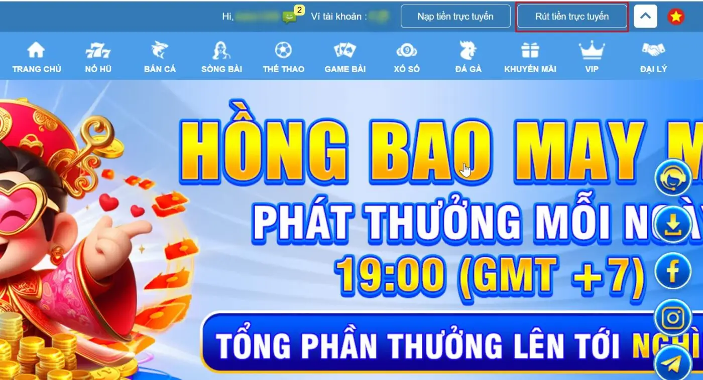 Rút tiền trực tuyến Vin777